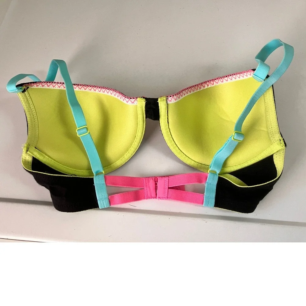 Fruit of the Loom Fresh Collection Underwire Bra 36C Black Neon Colorblock 95092